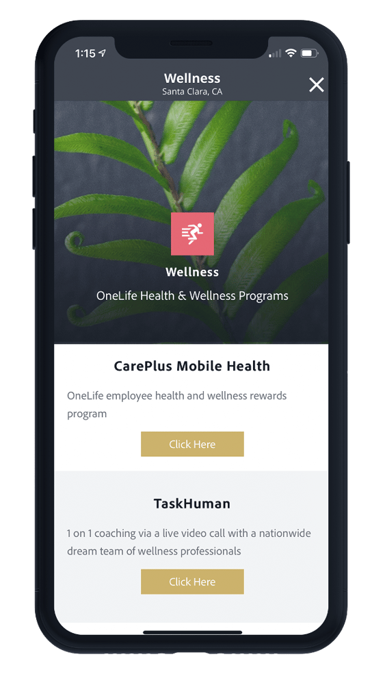 One Workplace Employee App - Wellness