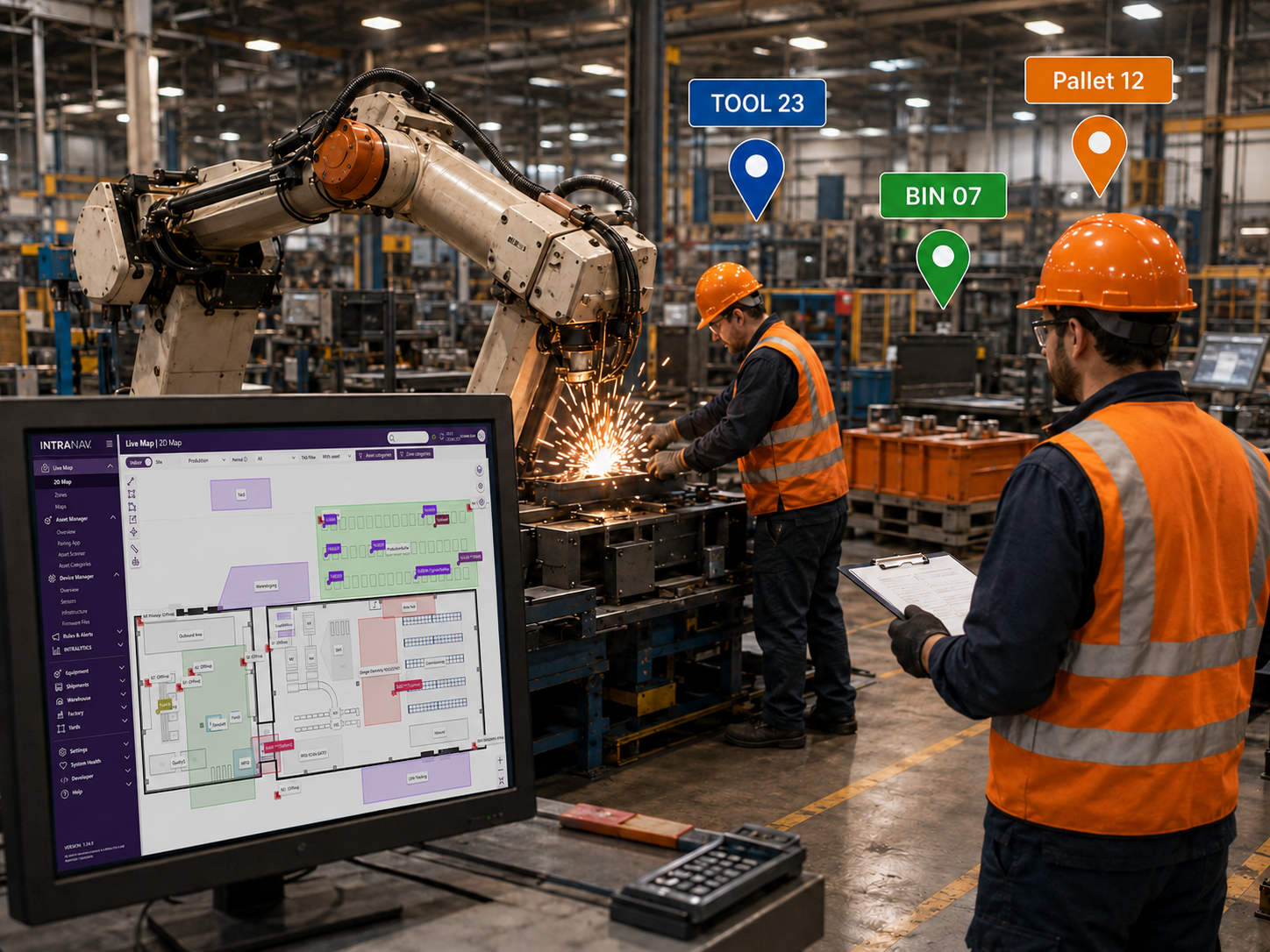 Industrial facility with robotics and workflow